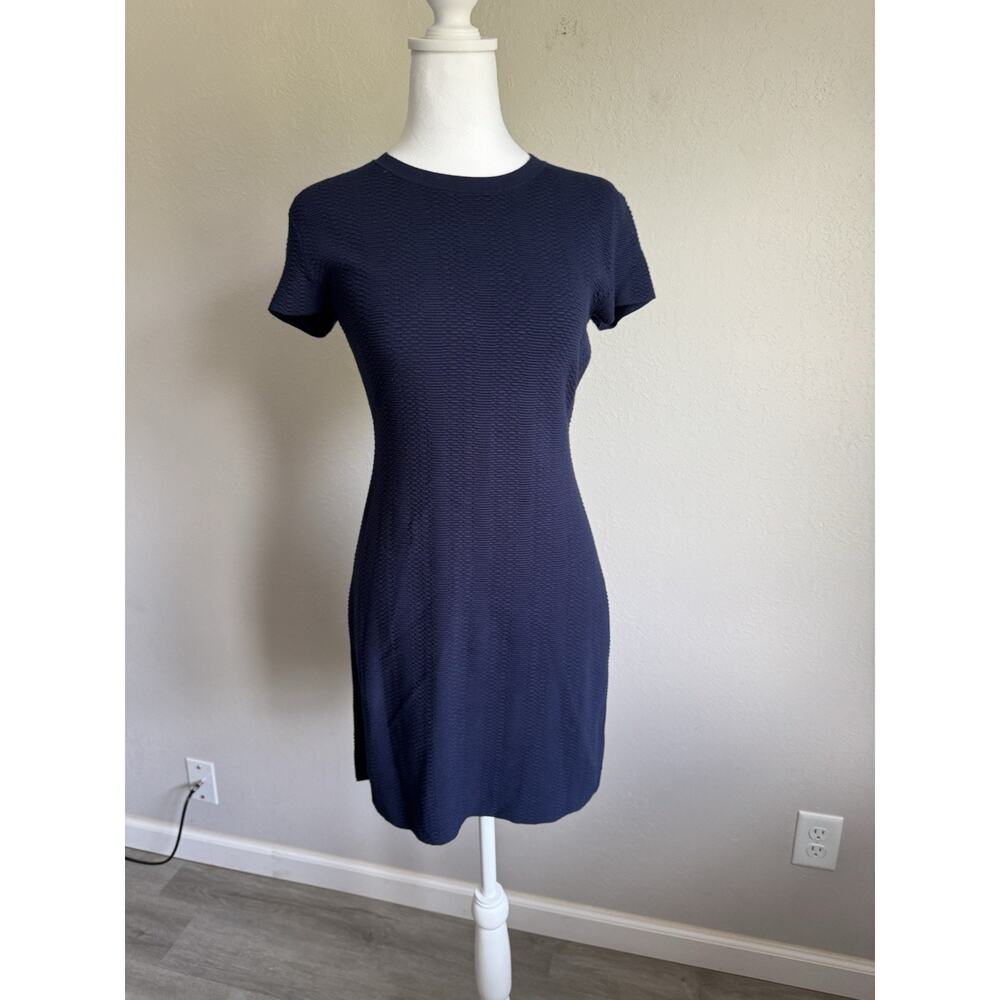 Theory Navy Embellished Crepe Pull On Bodycon A-Line Mini Dress Womens S Preppy